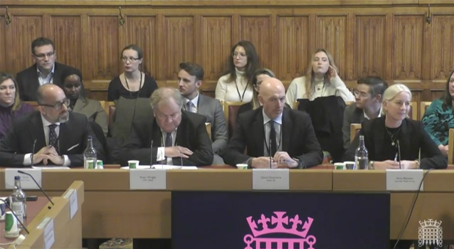 Financial Times chief commercial officer Jon Slade, DMG Media editor emeritus Peter Wright, News UK EVP and chief operating officer David Dinsmore and Guardian Media Group chief executive Anna Bateson appear before the House of Lords Digital and Communications Committee on Tuesday 27 February 2024. Picture: Parliament.tv